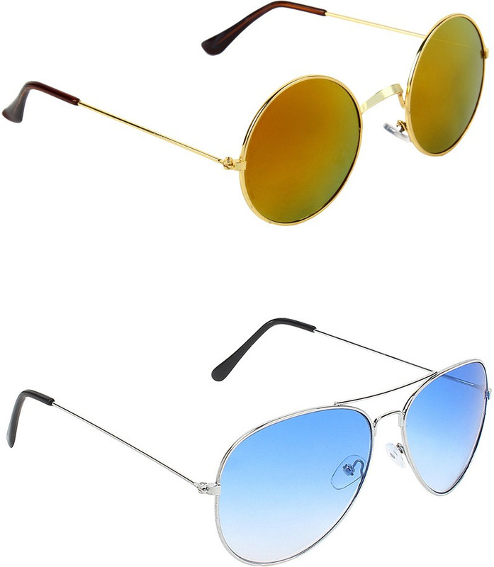 Abner Round, Aviator Sunglasses(Multicolor, Blue) Abner Round, Aviator Sunglasses(Multicolor, Blue)
