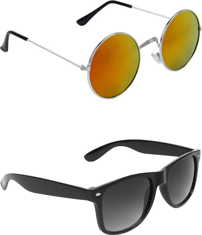Abner Round, Wayfarer Sunglasses(Multicolor, Black) Abner Round, Wayfarer Sunglasses(Multicolor, Black)