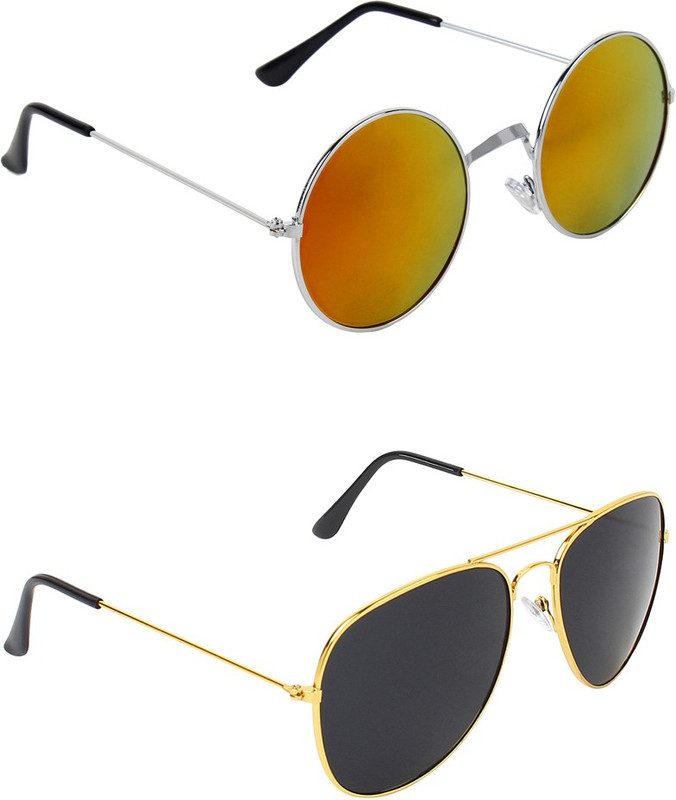 Abner Round, Aviator Sunglasses(Multicolor, Black) Abner Round, Aviator Sunglasses(Multicolor, Black)