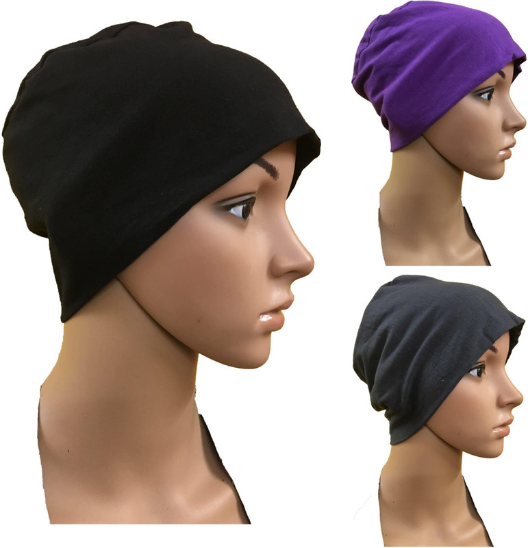 girija Solid 3 PIECES COMBO PACK OF CHEMO HEADWRAP UNDERSCARF CAPS CHEMO HEADWEAR WOMENS PREGNANCY HEADWRAP Cap(Pack of 3)