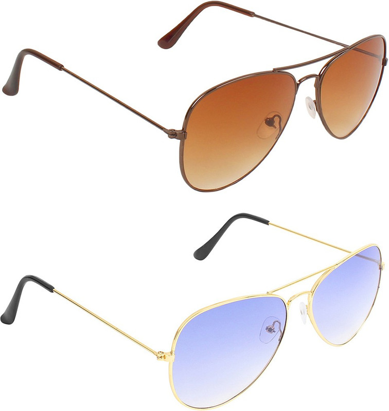Zyaden Aviator, Aviator Sunglasses(Brown, Blue)