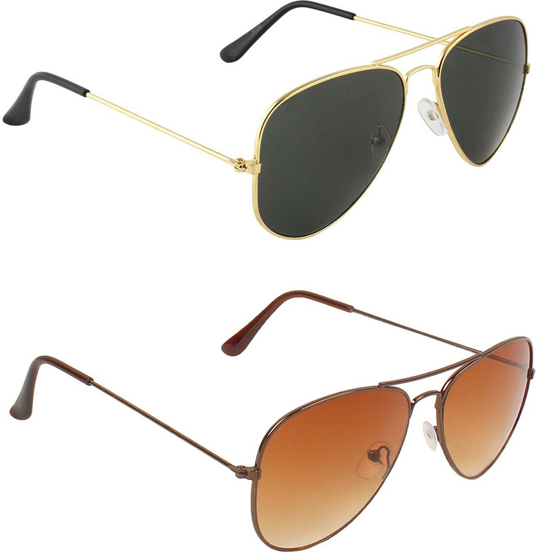 Zyaden Aviator, Aviator Sunglasses(Black, Brown)