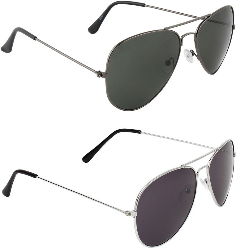 Zyaden Aviator, Aviator Sunglasses(Black, Black)