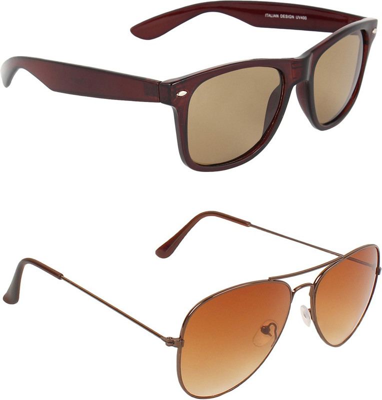Zyaden Wayfarer, Aviator Sunglasses(Brown, Brown)