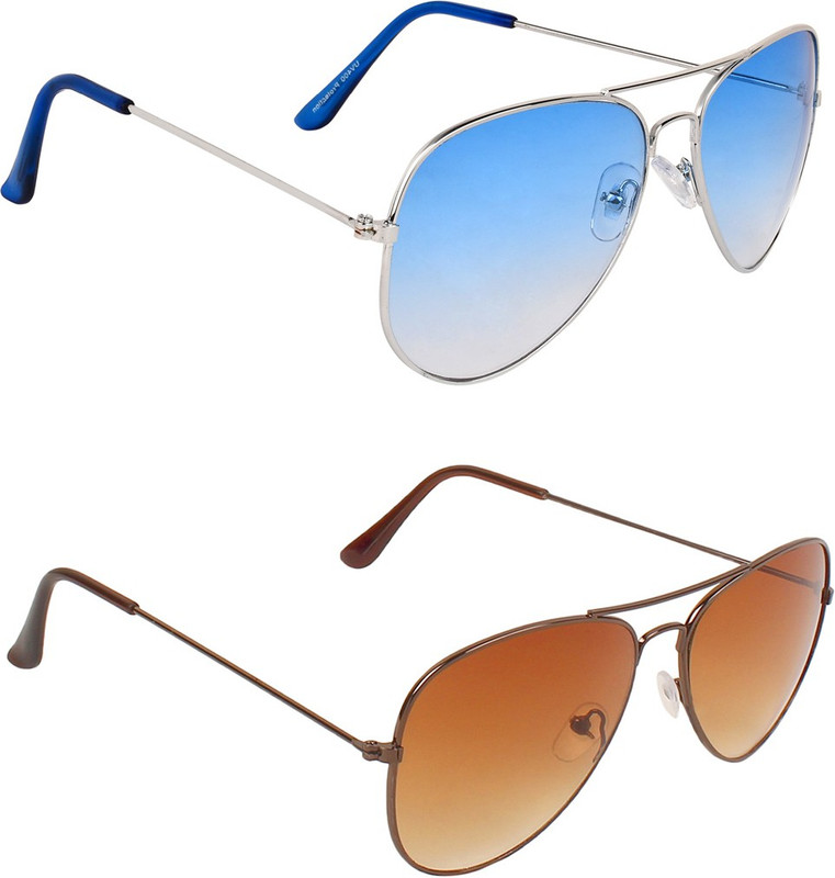 Zyaden Aviator, Aviator Sunglasses(Blue, Brown)