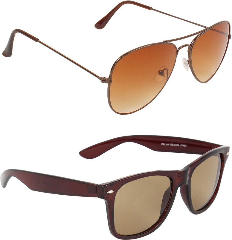 Zyaden Aviator, Wayfarer Sunglasses(Brown, Brown)