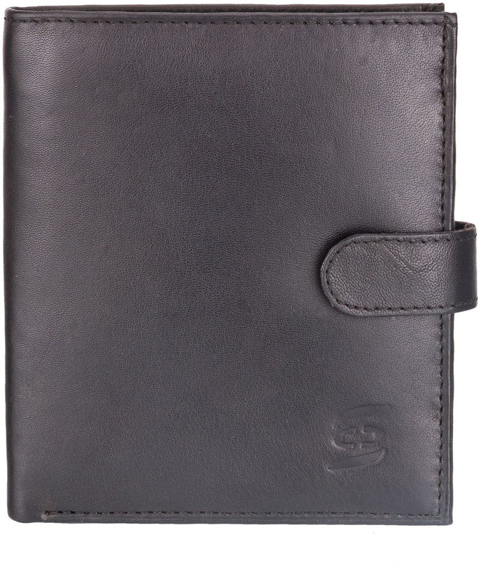 Swiss Design Men Black Genuine Leather Wallet(9 Card Slots)