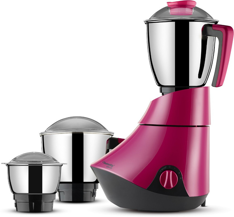 Butterfly Pebble 600 W Mixer Grinder(Candy Pink, 3 Jars)