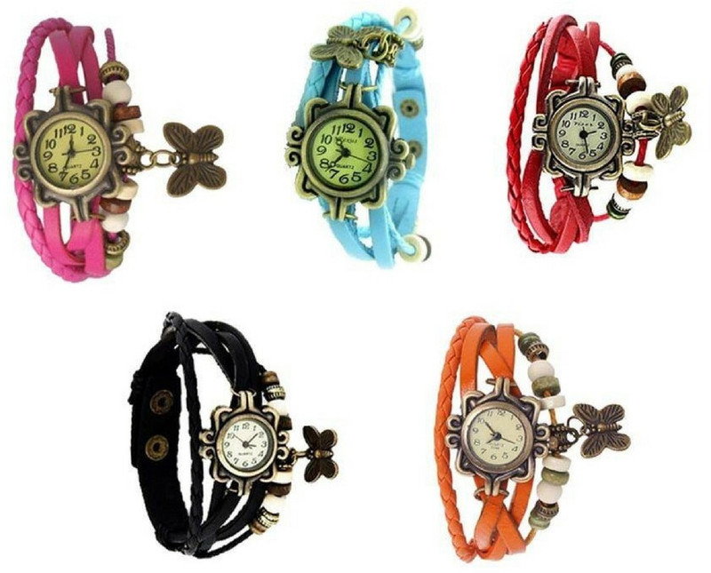 vk sales Vintage Bracelet With Butterfly Charm Analog Watch  - For Girls