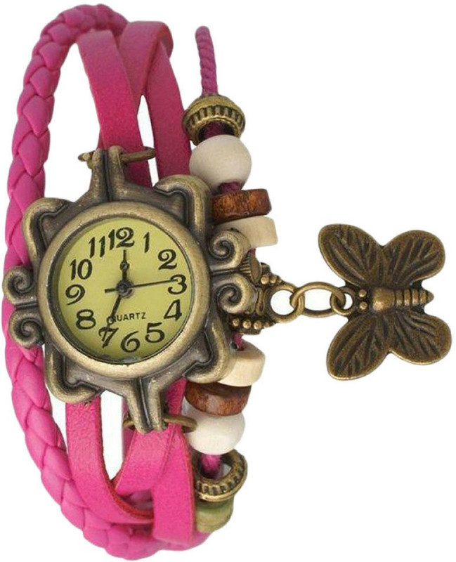 vk sales Vintage Bracelet With Butterfly Charm Analog Watch  - For Girls
