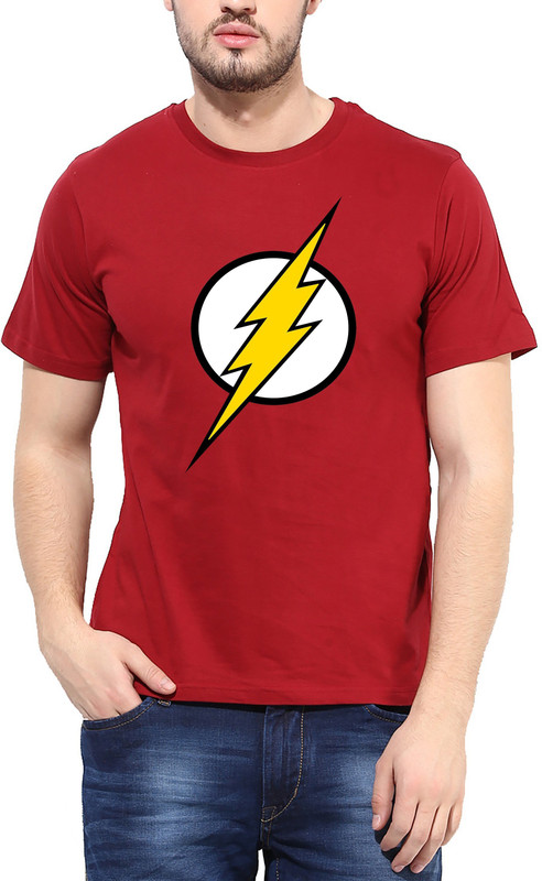 indiroots Printed Men Round or Crew Maroon T-Shirt