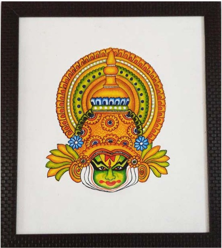 keralashopee Kathakali Mural Canvas 14 inch x 12.5 inch Painting