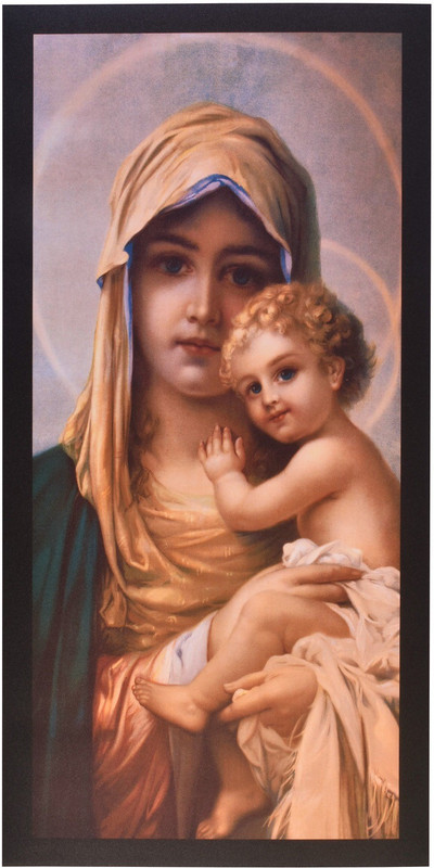 Mother Marry With Jesus Sarkle Print Unframed Wall Sticker Poster (20 X 40 Inches) Fine Art Print(40 inch X 20 inch, Rolled)