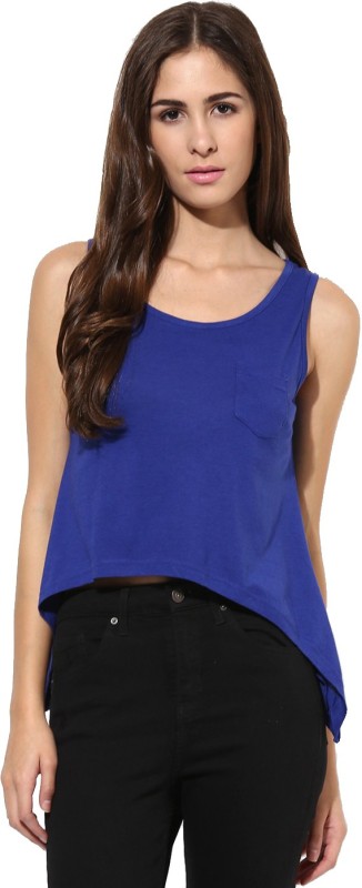 Espresso Casual Sleeveless Solid Women Dark Blue Top