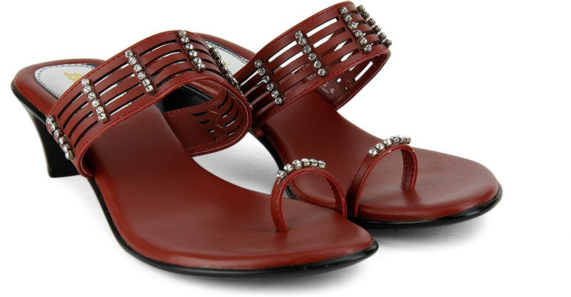 Bata DIAMOND TOE RING Women Maroon Heels