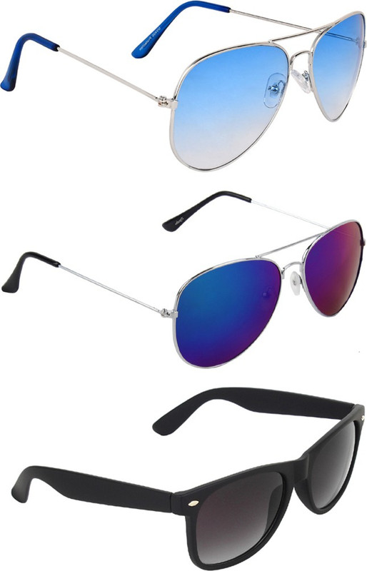 Zyaden Aviator, Aviator, Wayfarer Sunglasses(Blue, Multicolor, Black)