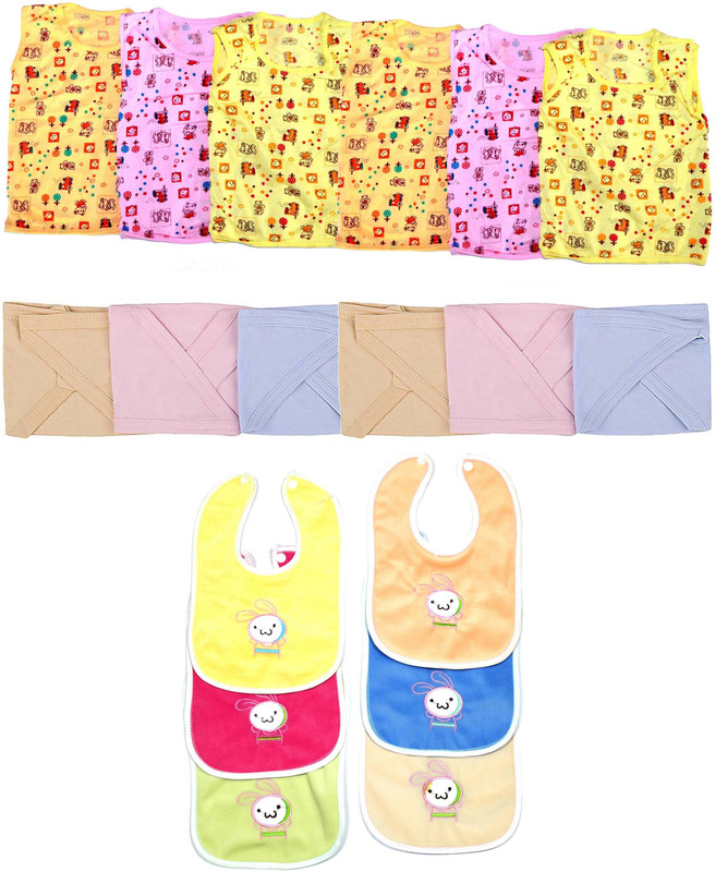 Pin to Pen Printed Cotton Jabla, Langot and Bib 6(Multicolor)