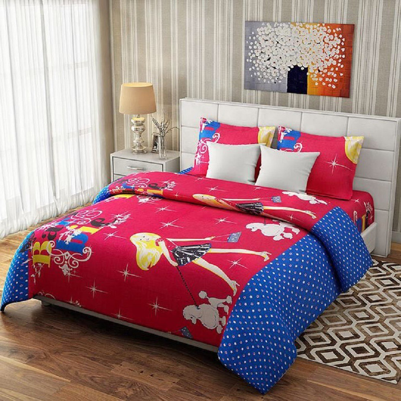 somay home furnishing Cotton Double Cartoon Bedsheet(Pack of 15, Red)