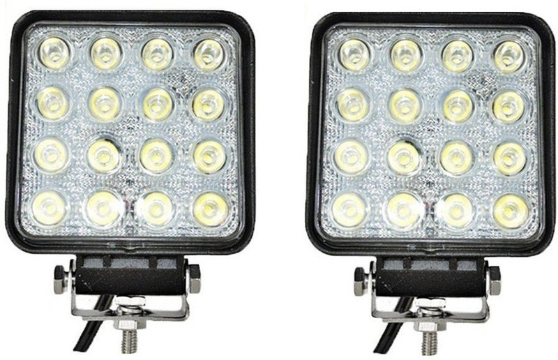 andride Square 16 LED 48 Watt Bike Auxillary CREE Fog Lamp Light For Flood and For Offroad Motorcycle (Set Of 2) Car Fancy Lights(Black)