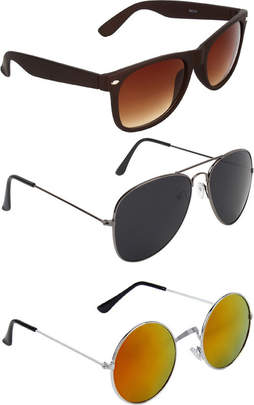 Abner Wayfarer, Aviator, Round Sunglasses(Brown, Black, Multicolor) Abner Wayfarer, Aviator, Round Sunglasses(Brown, Black, Multicolor)