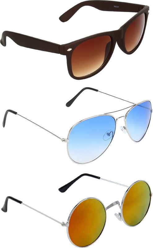 Abner Wayfarer, Aviator, Round Sunglasses(Brown, Blue, Multicolor) Abner Wayfarer, Aviator, Round Sunglasses(Brown, Blue, Multicolor)
