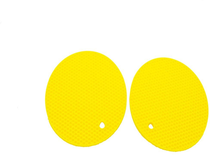 snyter Round Pack of 2 Table Placemat(Yellow, Silicone)