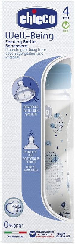 Chicco Wellbeing PP Bottle - 250 ml(Blue)