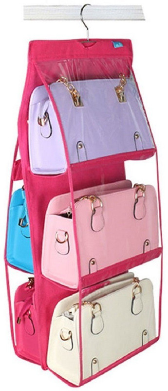 xeekart 6 Pocket Purse Organizer Hanging Handbag Wardrobe Organizer Closet Tidy Closet Organizer Wardrobe Rack Hangers Holder For Fashion Handbag Purse Pouch Handbag Organizer