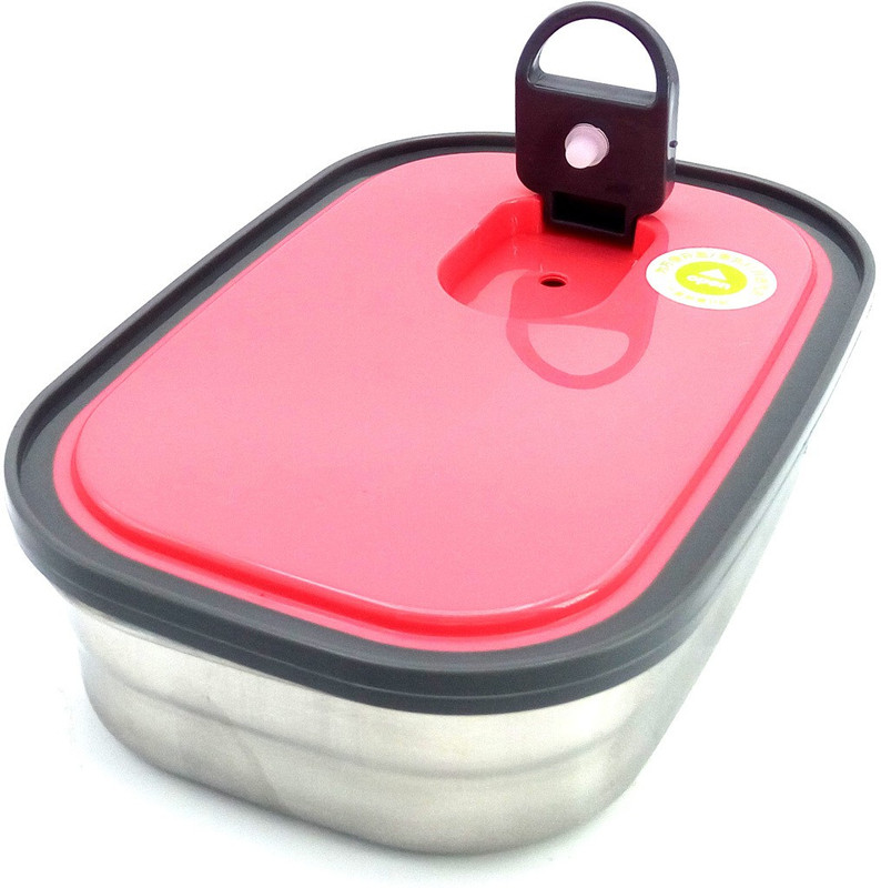 magnas Magnas™ Homio Stainless Steel Container, Lunch Box, Tiffin Box, Snacks Box with removable inner bowls (Rectangle-Pink) 1 Containers Lunch Box(350 ml)