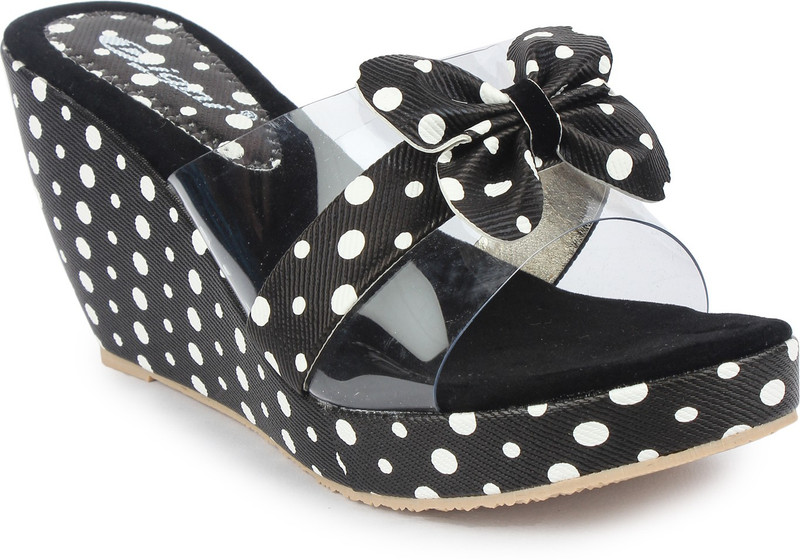 Digni Women Black, White Wedges Digni Women Black, White Wedges