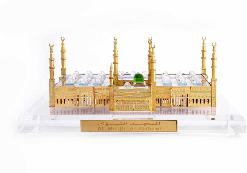 kolambas Crystal 24 karat Gold Plated Holy Mosque, MADINA Home Decorative Model Miniature Souvenir Decorative Showpiece  -  6 cm(Gold Plated, Gold)