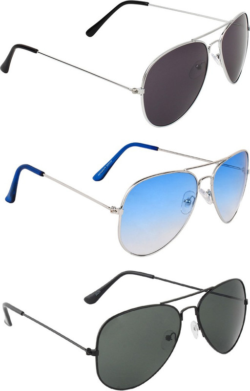 Zyaden Aviator, Aviator, Aviator Sunglasses(Black, Blue, Black)