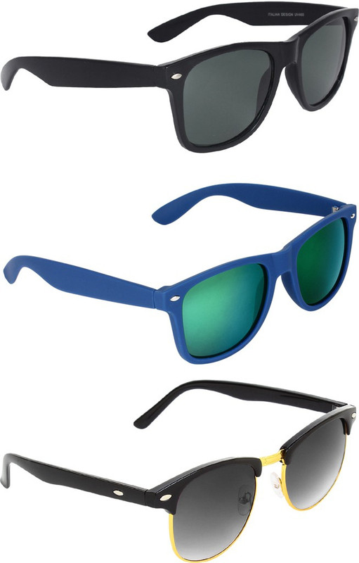 Zyaden Wayfarer, Wayfarer, Clubmaster Sunglasses(Black, Multicolor, Black)