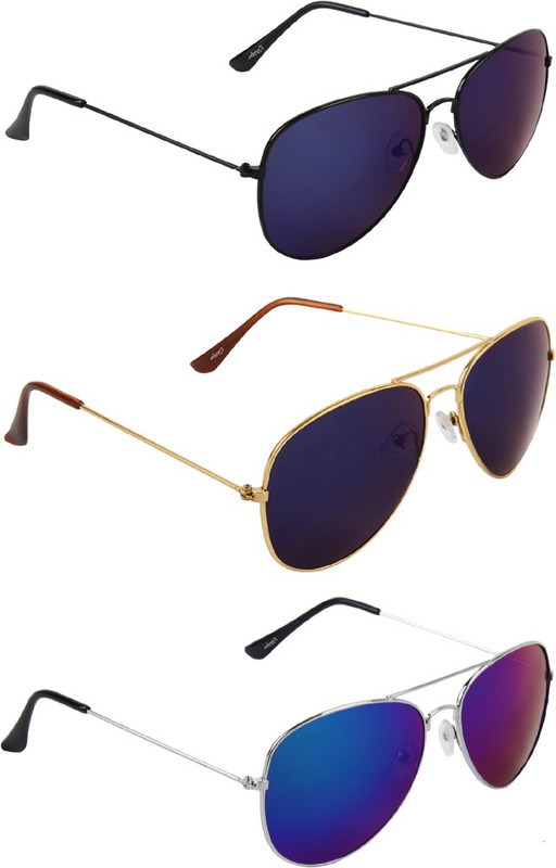 Zyaden Aviator, Aviator, Aviator Sunglasses(Blue, Blue, Blue)