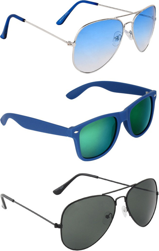 Zyaden Aviator, Wayfarer, Aviator Sunglasses(Blue, Multicolor, Black)