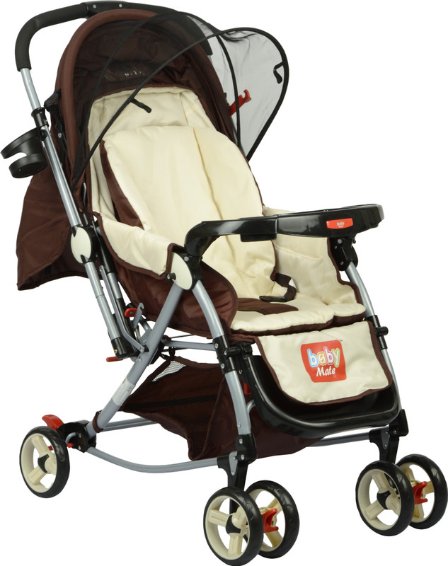 BabyMate FLAMINGO -BEIGE & CHOCOLATE -217 Stroller Cum Rocker(Multi, Multicolor)