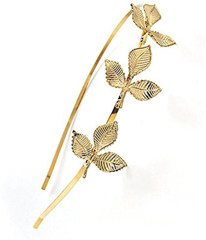 ziory Baby Girls Toddler girls kids Gold Three Leaf Vintage Crown Stylish Trendy Vintage Fashion Elegant Lady Accessory Golden Tree Leaf Metal Hairband Hair Cuff Headpiece Hair accessories for Girls and Women Hair Band, Head Band(Gold)