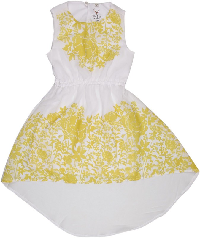 Allen Solly Junior Girls Midi/Knee Length Casual Dress(White, Sleeveless)