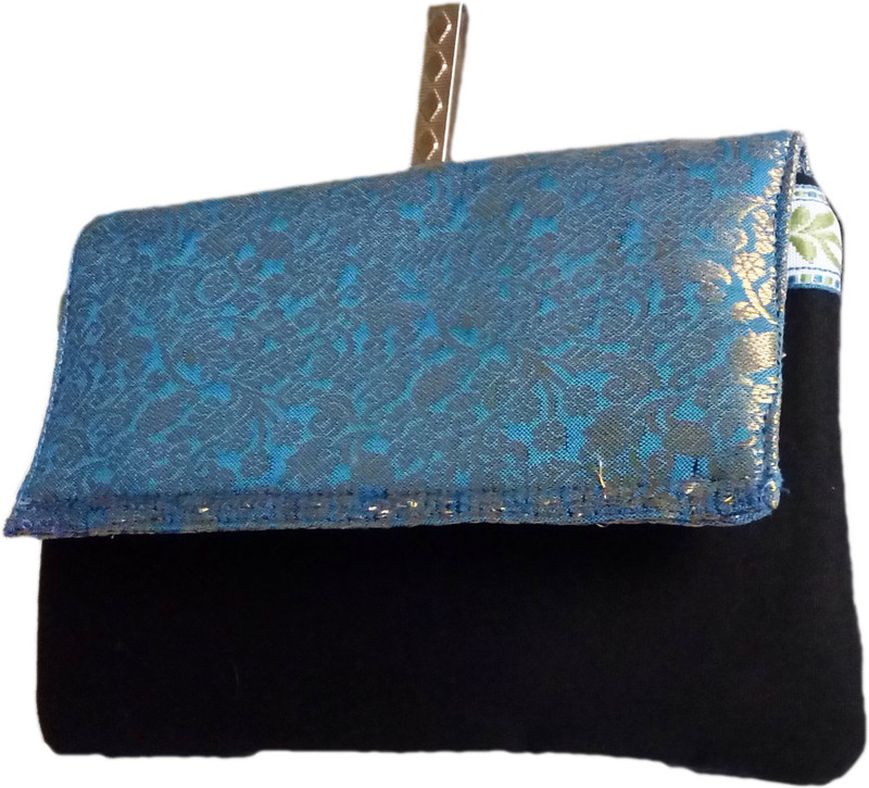 auk Women's Elegant ethnic clutch Wallet Mobile pouch Mobile Pouch(Blue, Black)