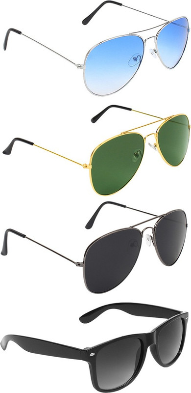 Abner Aviator, Aviator, Aviator, Wayfarer Sunglasses(Black, Blue, Green, Black) Abner Aviator, Aviator, Aviator, Wayfarer Sunglasses(Black, Blue, Green, Black)
