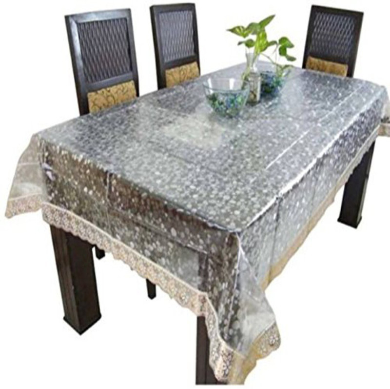 khushi creation Printed 6 Seater Table Cover(Transparent, PVC (Polyvinyl Chloride))