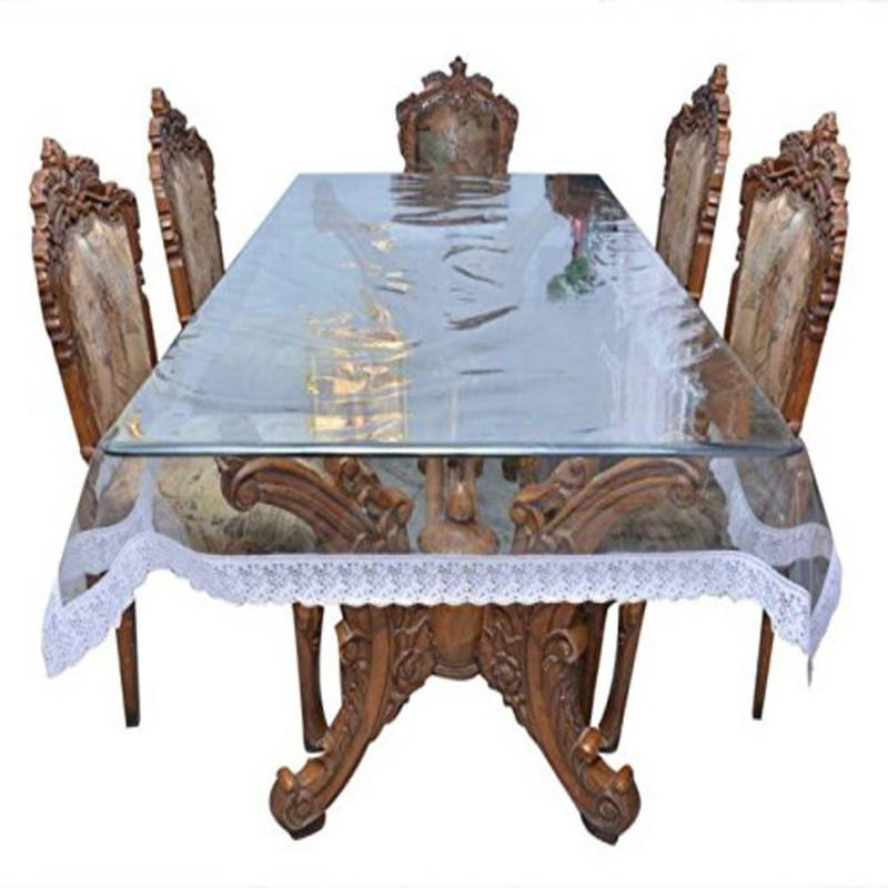 khushi creation Floral 6 Seater Table Cover(Transparent, PVC (Polyvinyl Chloride))
