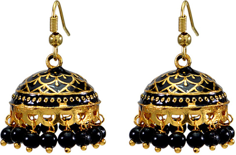 Giftipedia Black Gold Plated Metal Jhumki Earring