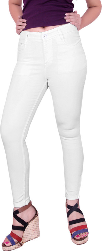 Fck-3 Fck-3 High Waist Ankle Fit Jeans Pant for Women Regular Women White Jeans