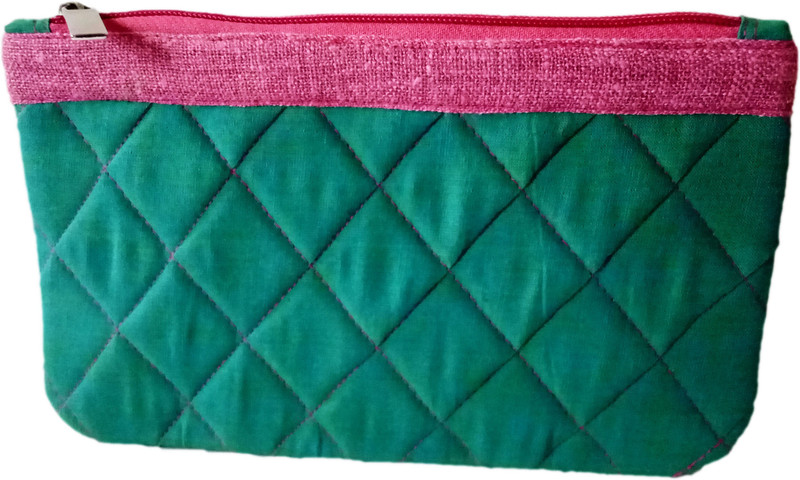 auk Elegant Barphi Pattern Women's Hand Purse Cosmetic Bag(Green, Pink)