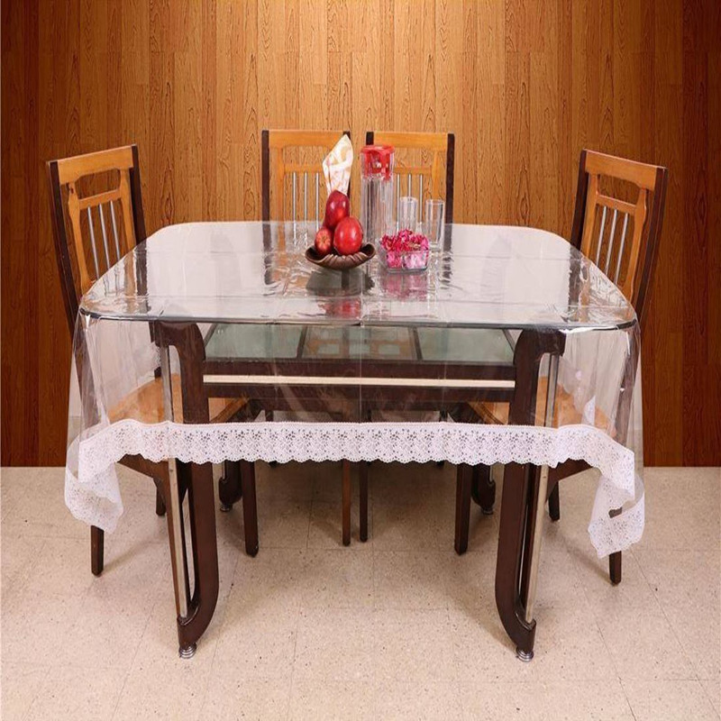 khushi creation Self Design 6 Seater Table Cover(Transparent, PVC (Polyvinyl Chloride))