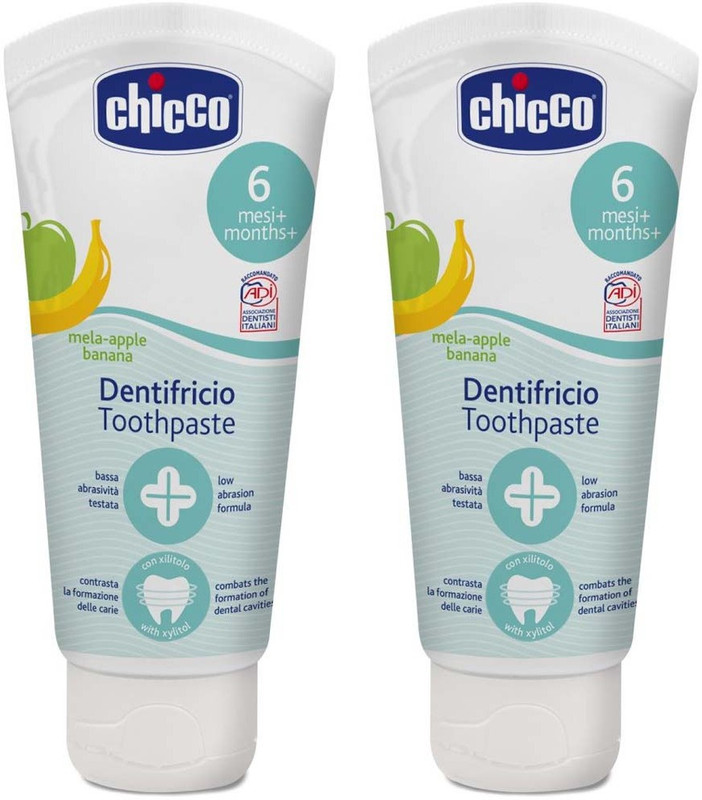 Chicco Toothpaste Apple-Banana 50ml, Pack of 2 (100ml total) Toothpaste(100 g, Pack of 2)