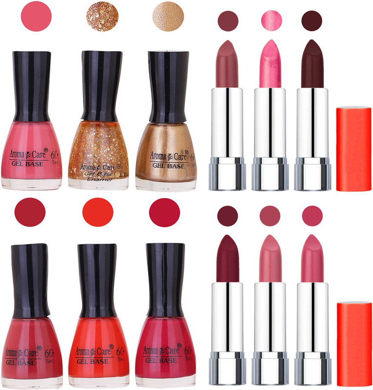 Aroma Care Wholesale Rate Combo of Nail Polish and Rythm Lipstick 372(Set of 12)