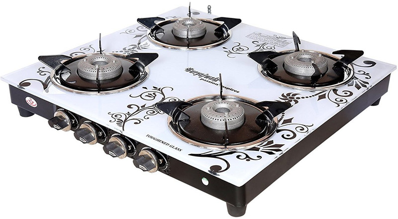 Suryajwala ROYALE GT04 SURYA AB 4 Burner White Design Stainless Steel Manual Gas Stove(4 Burners)
