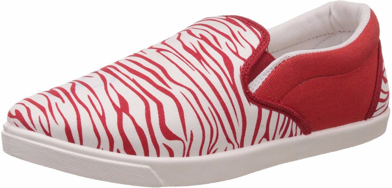 Nell Slip On Sneakers For Women(Red, White)